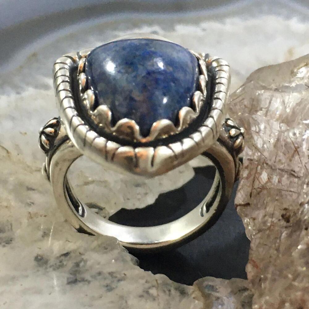Carolyn Pollack Southwestern Style Sterling Shield Denim Lapis Ring For Women - Picture 5 of 10